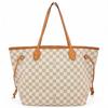 Auth Damier Azur Neverfull MM Tote Bag Vintage White Canvas Lv9971hj