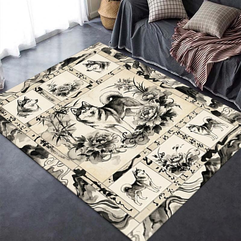 2025 New Husky Dog Carpet Rug for Living Room Bedroom Home Sofa Decoration,Kids play Non-slip Floor Mat58