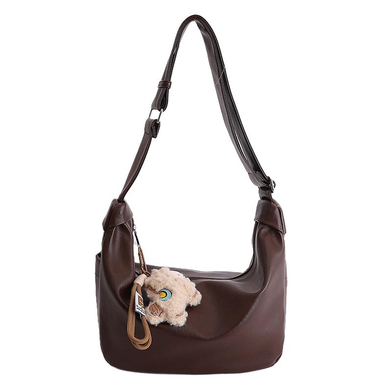 New Solid Color Sewing Thread PU Shoulder Bag Interior Zipper Pocket Women's Crossbody Bags 2026 Hot Sale Sweet Bags for Women