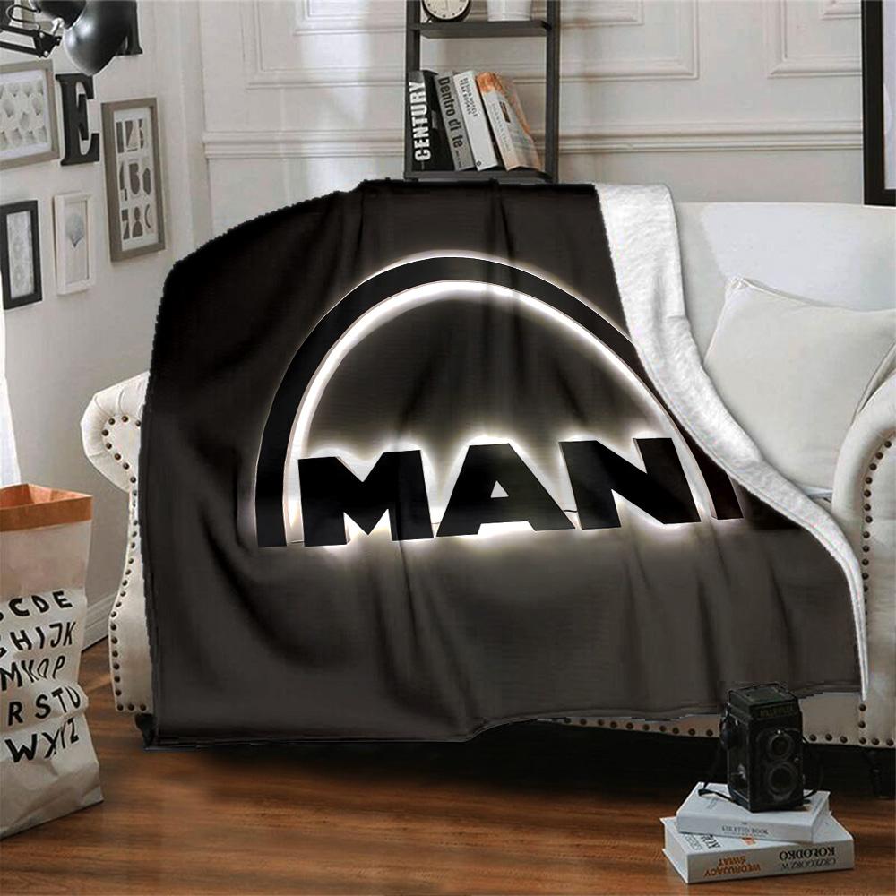 Man Logo Flannel Blanket Super Soft Warm Cozy Blanket for Sofa Bed Office Travel All‑Season Home Decor Gift