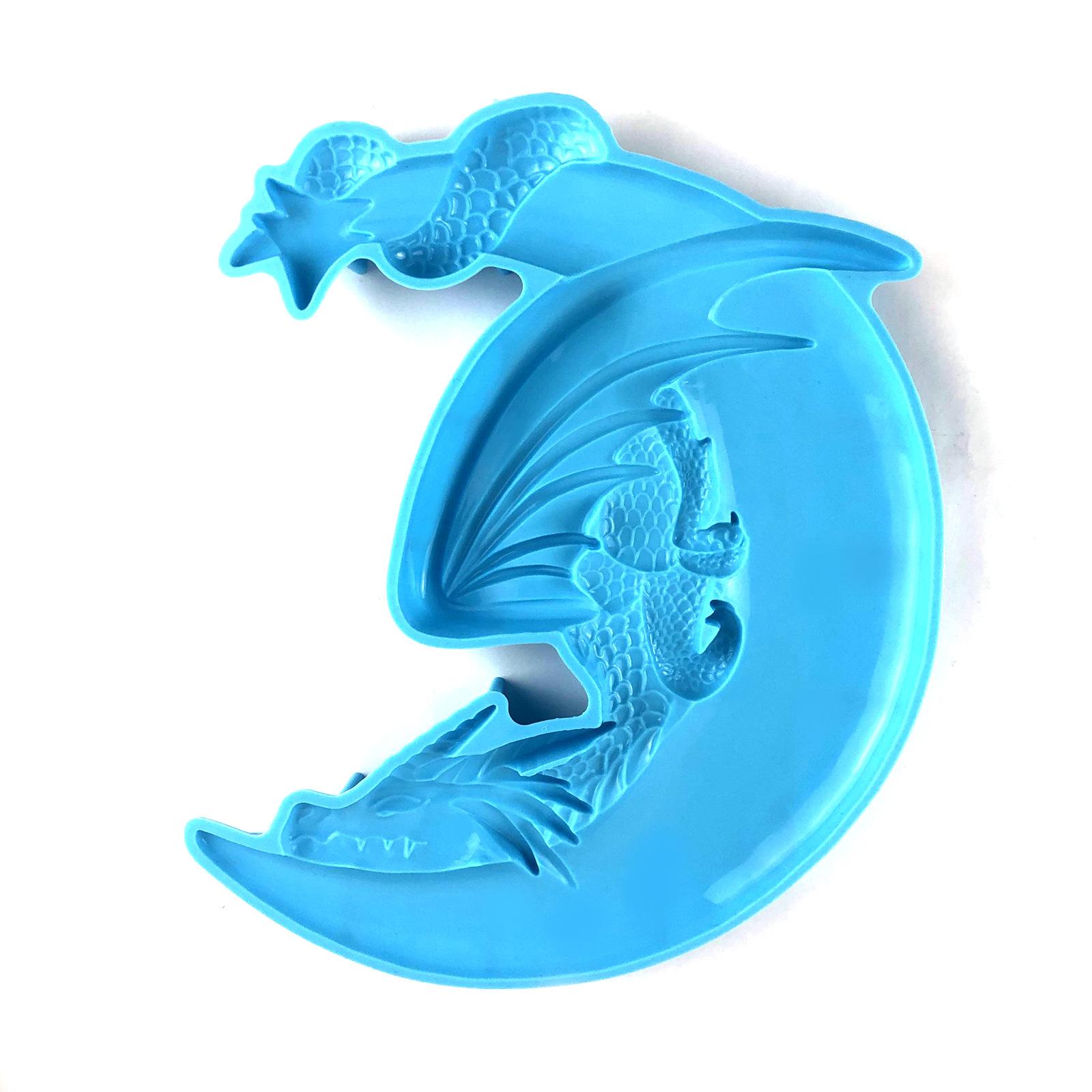 Луна Летающий Дракон Эпоксидная Смола Форма Сделай Сам Настенный Декоративный Подвесной Полуобъемный Летающий Дракон Луна Подвеска Силиконовая Форма синий