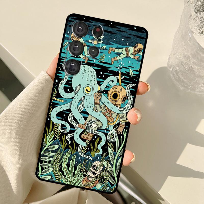 Octopus Ocean Aesthetic Case For Samsung Galaxy S23 S22 S21 Ultra Note 20 S8 S9 S10 Note 10 Plus S20 FE S21 FE Cover