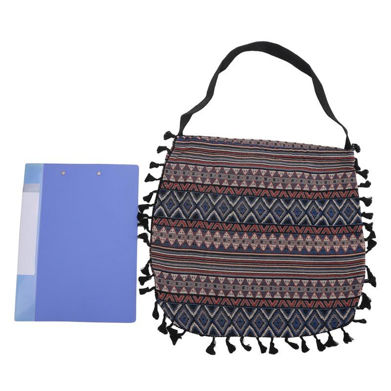 Women'S Canvas Bag Ethnic Style Shoulder Bag Cotton Linen Handbags Fashion Fringed Shoulder Bag Literary Style Large Capacity Handbags