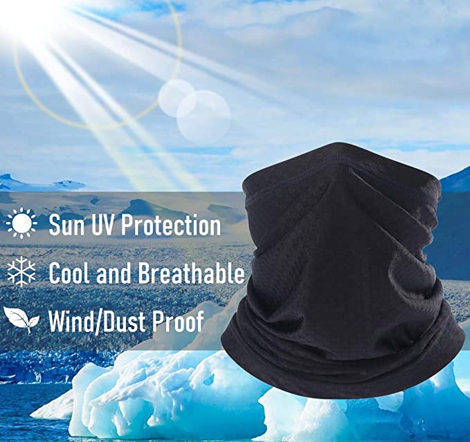 Balaclava Mask Neck Bandana with Ear Hangers Cooling Neck Gaiter Scarf for Man Women Summer Outdoor Sports