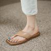 Spring and Summer Footwear Plus Size Square Toe Flat Slippers Sandals Women's Shoes