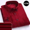 7XL 6XL Camisa de Pana para Hombre Manga Larga 100% Algodón Casual Corte Regular Suave Cómoda Bolsillo Camisas de Vestir Formal Ropa de Hombre