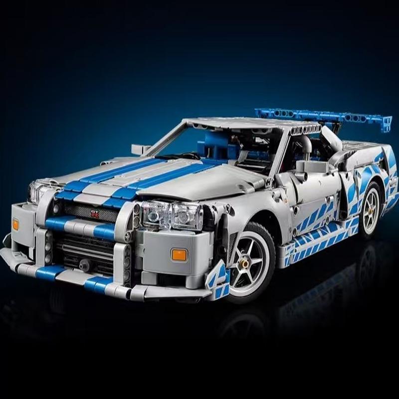

1410 pcs God of War GT-R34 Sports Car Mechanical Set Christmas Gift Home decoration small ornaments compatible 42210 no box