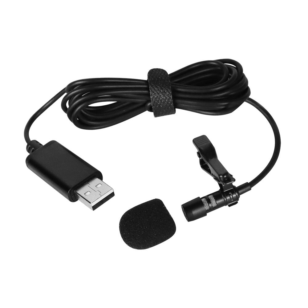 Portable USB Mini Microphone 2m Lapel Lavalier Mic Clip-on External Buttonhole Microphones for Laptop PC Computer Recording Chat