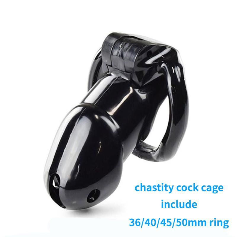 ABS Male Chastity Cock Cage Lock with Four Penis Rings