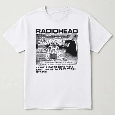 Unisex Crew Neck Short Sleeve T-Shirt, Vintage Radiohead Band Graphic, Y2K Loose Fashion Must-Have Women And Men T-Shirt
