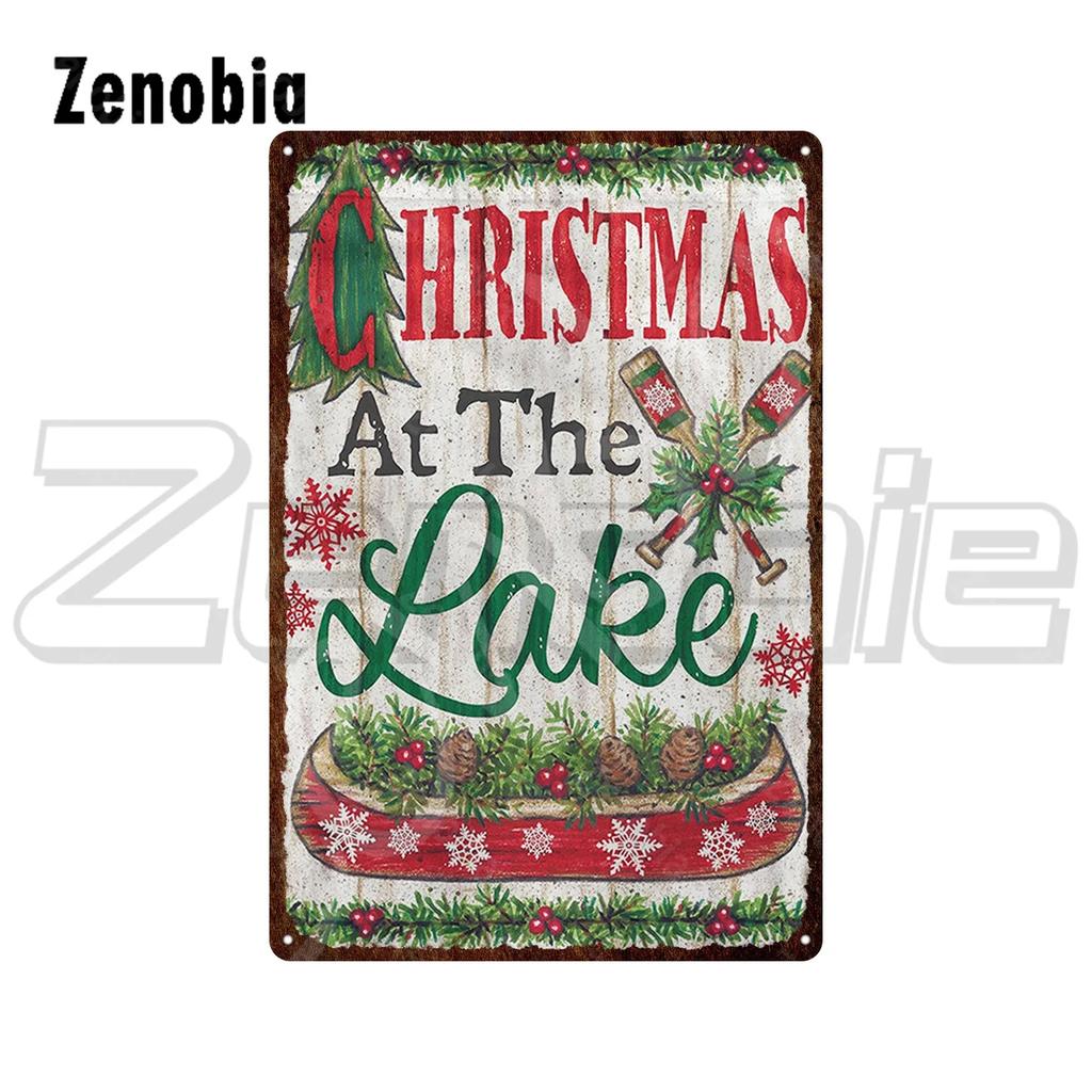 Christmas Metal Sign Santa Claus and Snowman Vintage Tin Sign Metal Plate Holiday Merry Christmas New Year Home Wall Decoration