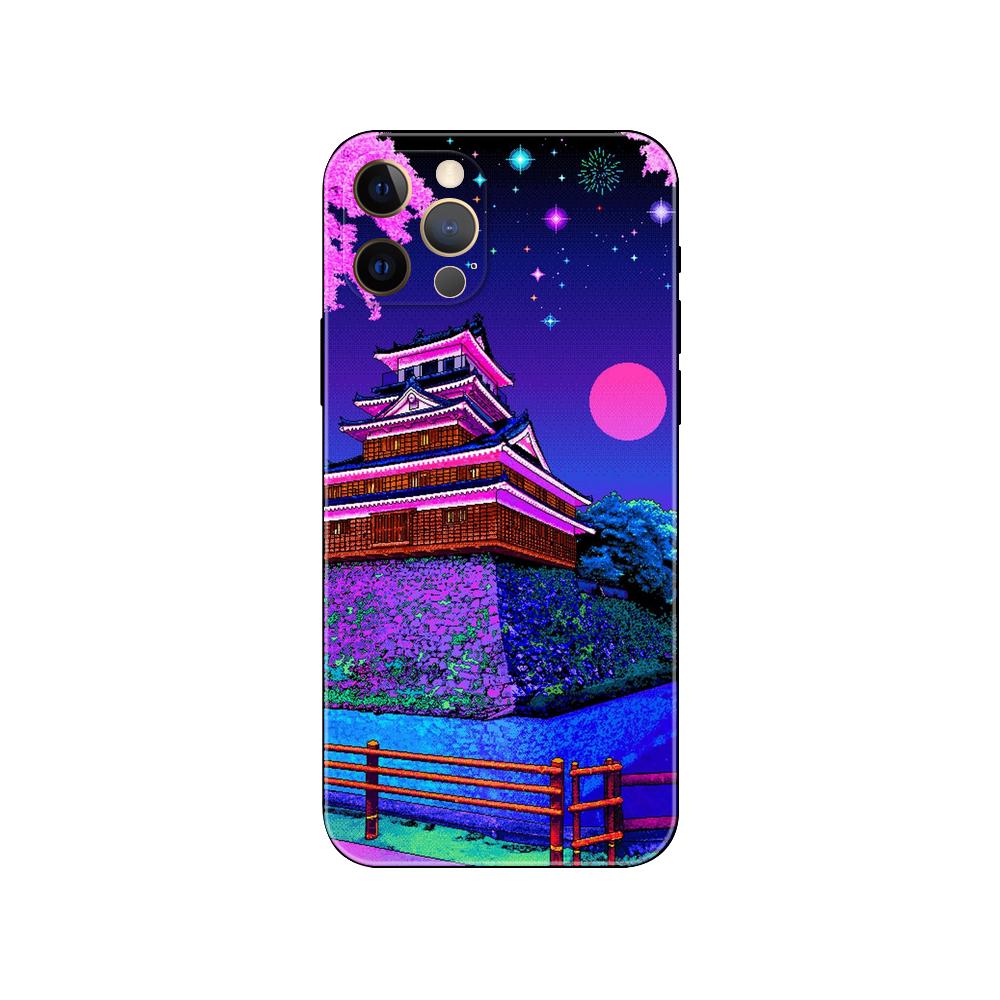 Paradise Japanese aesthetic phone case for iphone 5 2020se 6 6s 7 8 plus x 10 XR XS 11 12 13 mini pro MAX black tpu back cover