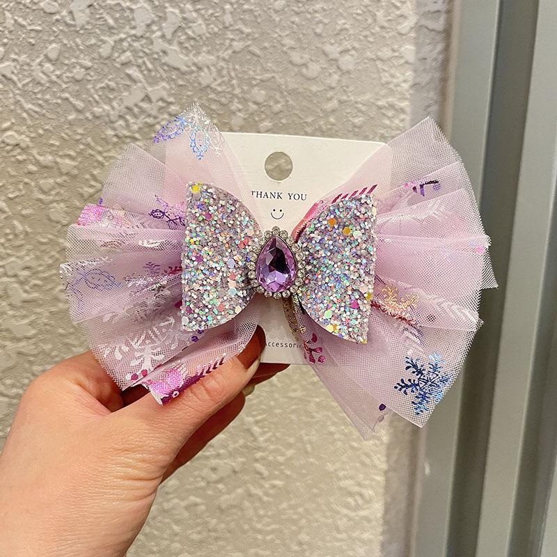 

Заколка для волос принцессы Эльзы: Сказочная сетчатая заколка-бант для волос для девочек