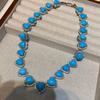 Necklace Bohemian Zircon Blue Turquoise Love Stud Earrings Necklace Women With Skirt Set