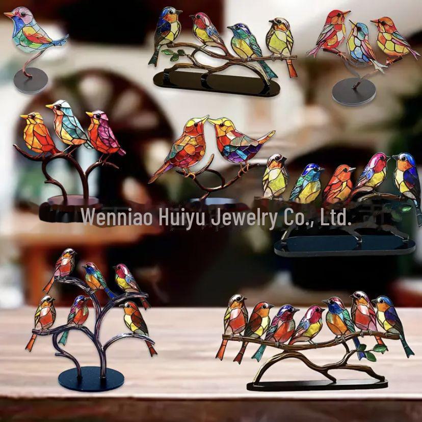 Colorful Bird & Flower Acrylic Home Ornaments
