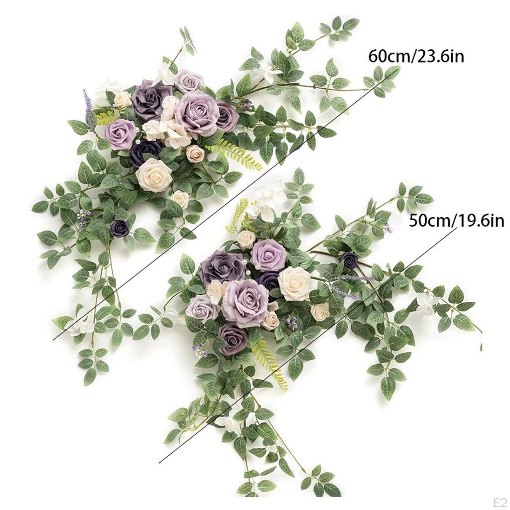 2x Wedding Arch Flowers Kit, Artificial Flower Arrangement, Floral Swag for Ceremony, Window ,Wall,