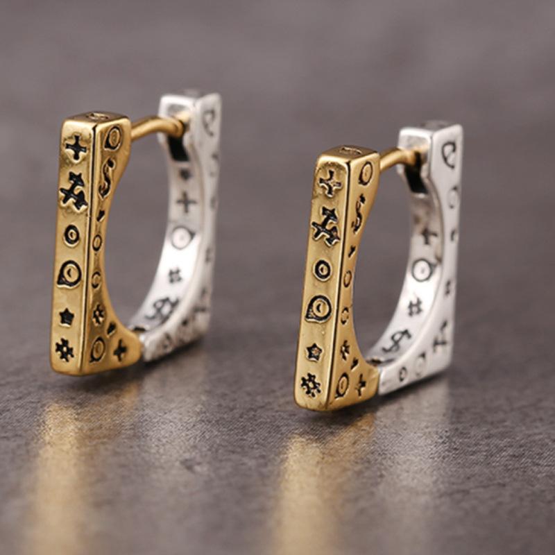 Contrasting Color Graffiti Square Ear Buckle Earrings Women's Niche Design High-end Versatile Earrings