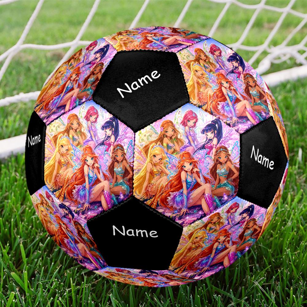 Custom Name Winx Club Theme Size 5 Soccer Ball, Suitable for Both Indoor and Outdoor Matches, a Gift Suitable for Everyone.