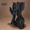Talos 3D Printed Melting Skeleton Statue, Matte Black Gothic Skull Holding Chin Figurine, Dark Style Sculpture for Home Decor Desktop Ornament