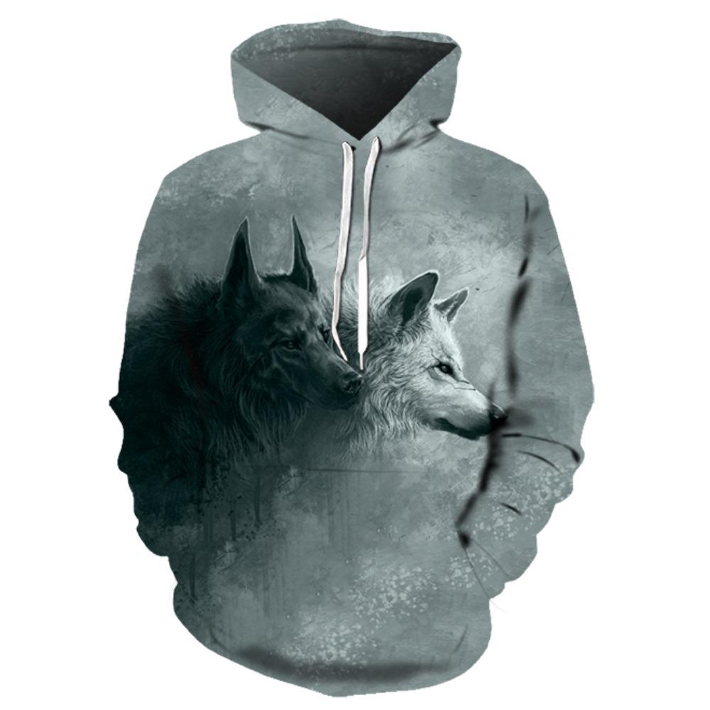 Animal Wolf 3D Printed Hooded Sweatshirts Men Fashion Casual Oversized Pullover Hip Hop Harajuku Streetwear Hoodies
