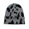 Keep Warm Pullover Hat Ear Protection Winter Beanie Hat Casual Cow Pattern Knitted Hat  Skiing