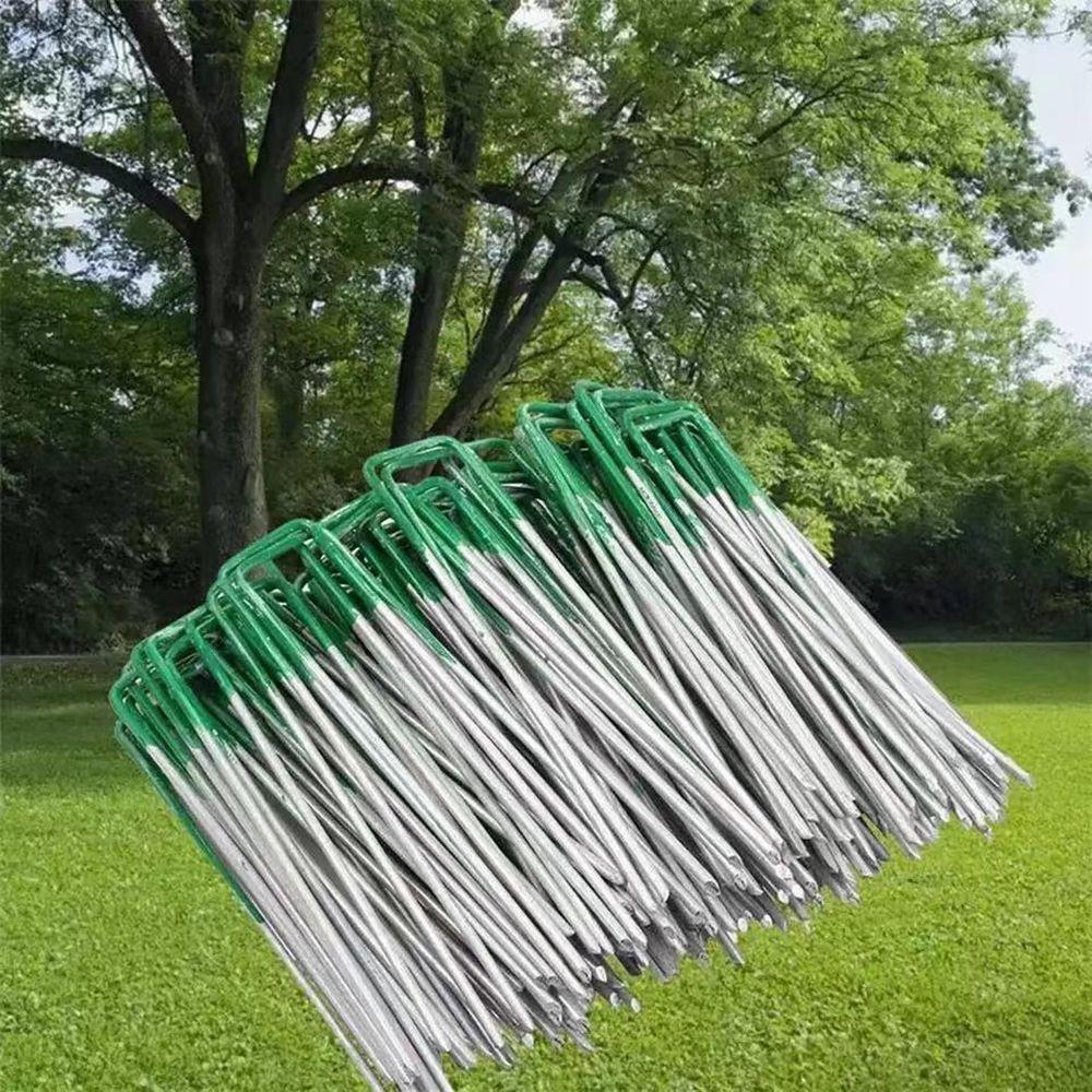 12PCS Garden Stakes Lawn Fixing Nails Green Lawn Turf Pegs Staples  for Artificial Grass