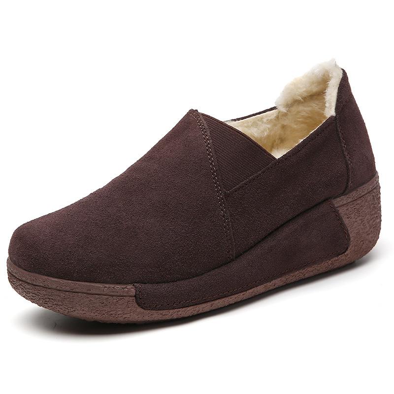 Elegant Mother Shoes Fashion Women Platform Shoes Genuine Leather Walking Loafers 5cm High Wedge Heels Shoes