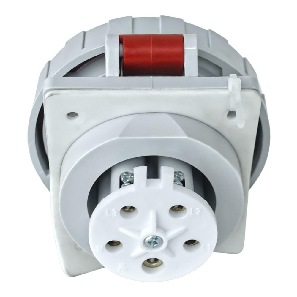 Industrial Red Angled Panel Power Socket 32A 5P 400V Ip67
