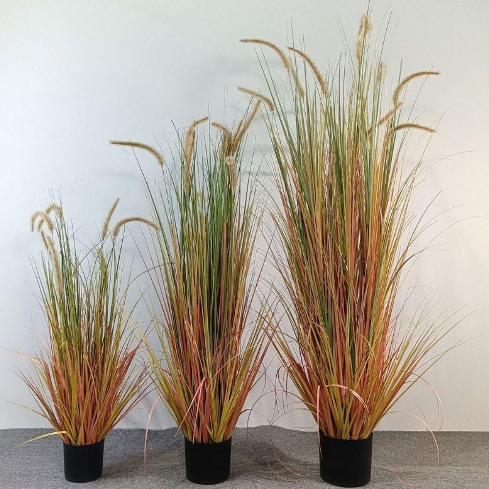 5 Heads Silk Onion Grass Plastic Fake Plants Flower Arrangement Artificial Pampas Bouquet Wedding