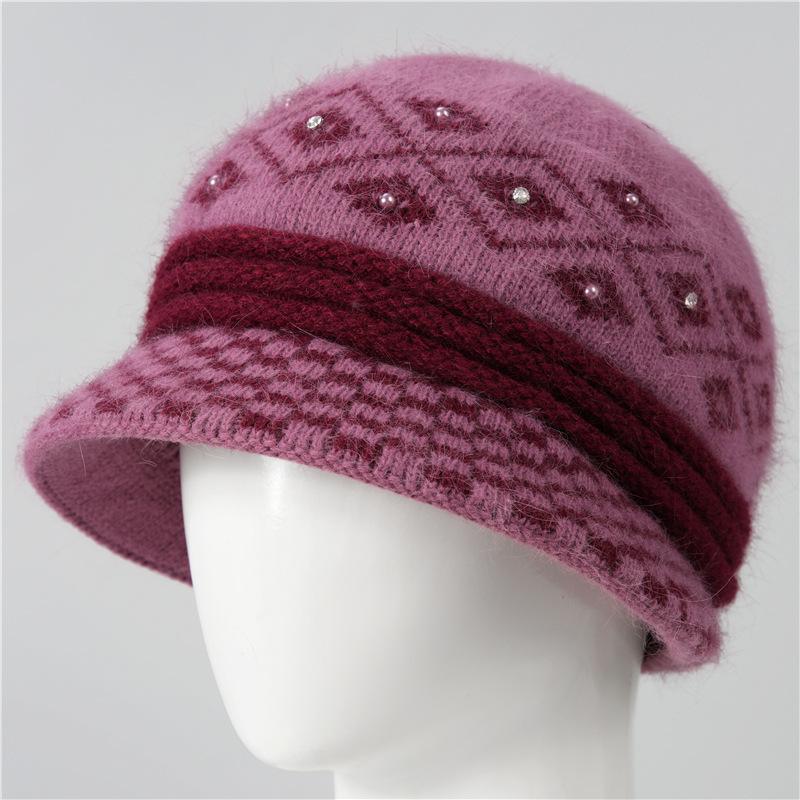 Hat women's autumn and winter warm thickened knitted wool hat cold basin hat