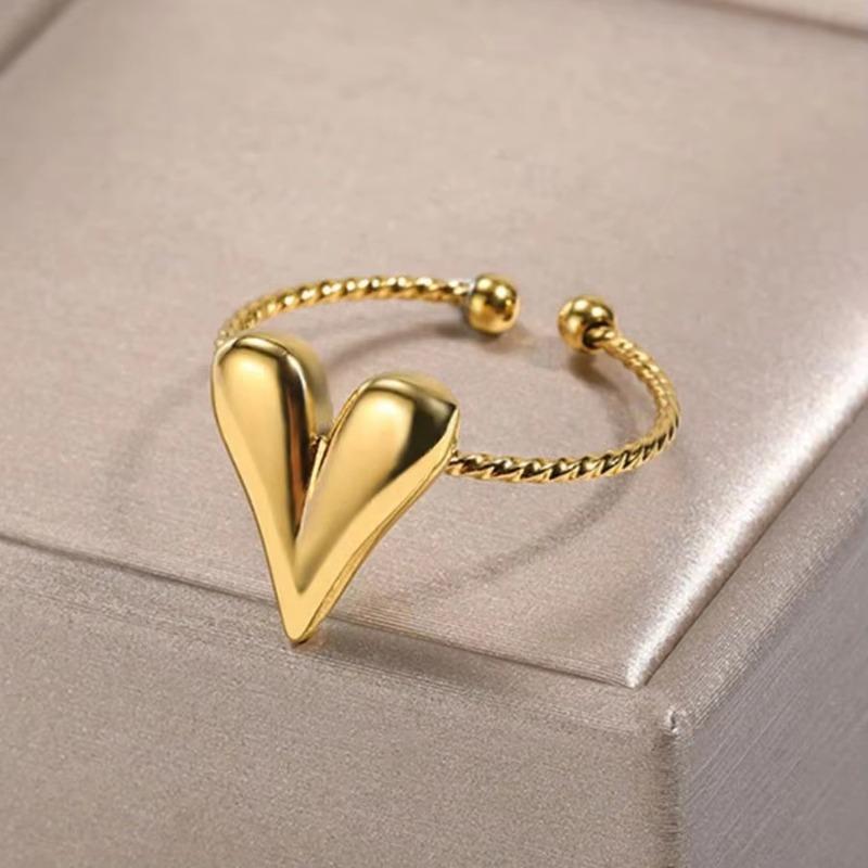 New stainless steel love geometric ring women's opening adjustable jewelry daily wear