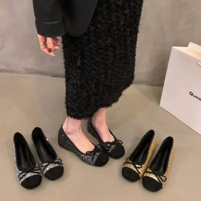 Women Korean Shoes Female Footwear Platform Mixed Colors Bow-Knot Slip-on Increas Height Low Heels Square Toe Shallow Mout