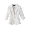 Damski jesienny biały zestaw spódnicy i marynarki - Profesjonalny i swobodny mały żakiet