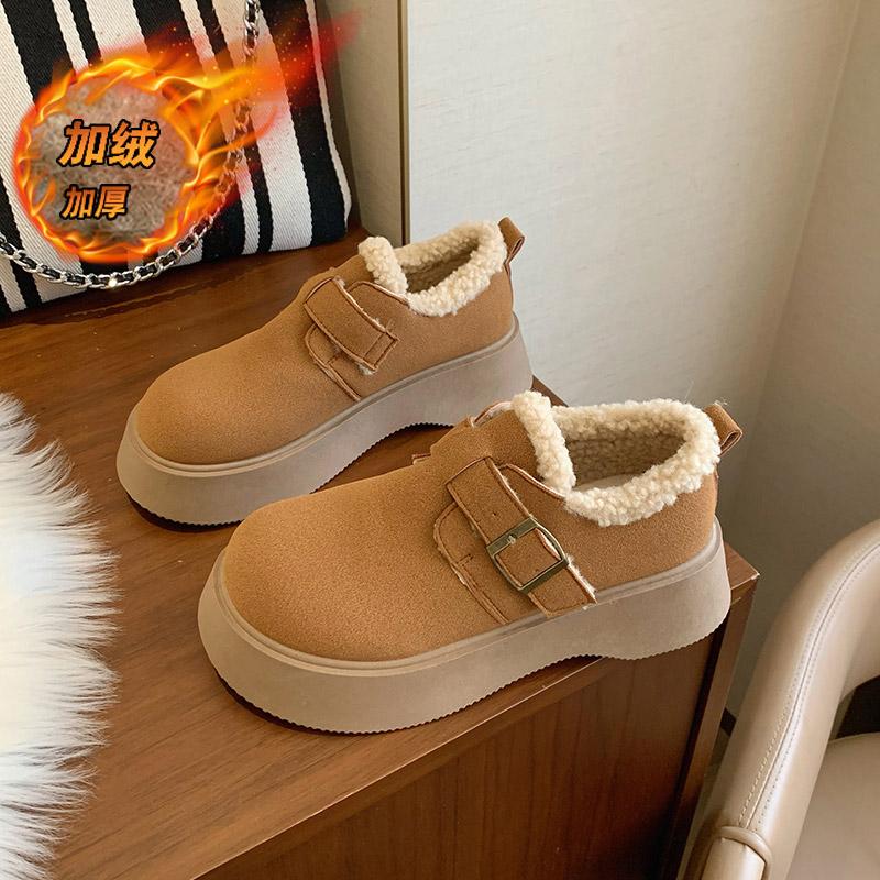 CRLAYDK Women's Winter Snow Suede Boots Slip On Platform Walking Fur Lined Warm Comfortable Booties Outdoor Short Lady Botas