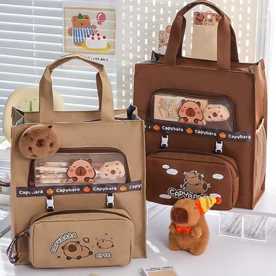 Studentische Studiengebühren Tasche Federmäppchen, Canvas Aufbewahrung Dokumententasche Einfache Canvas Capibala Studiengebühren Tasche Cartoon Dokumententasche