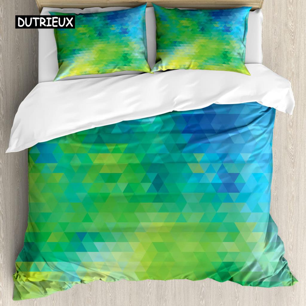 

Комплект постельного белья с абстрактным рисунком, геометрические полосы в форме ромба разных оттенков, полиэстеровый пододеяльник, постельное белье, двуспальное, размера «king-size» EU single(135x200cm)