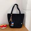 Versatile Women's Canvas Tote Bag with Cartoon Embroidery – Large Capacity, Multi-functional Shoulder Bag