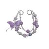 Glitter Butterfly Key Chain Pearl Beaded Cell Phone Lanyard Fashion Beads Bag Pendant  Key Chain