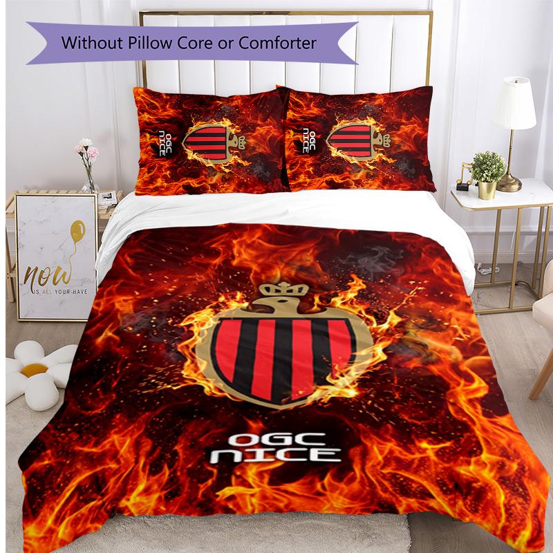 OGC Nice FC Printed 3PCS Bedding Set Breathable Duvet Cover with Pillowcases Decorative Bed Linen for Bedroom Home