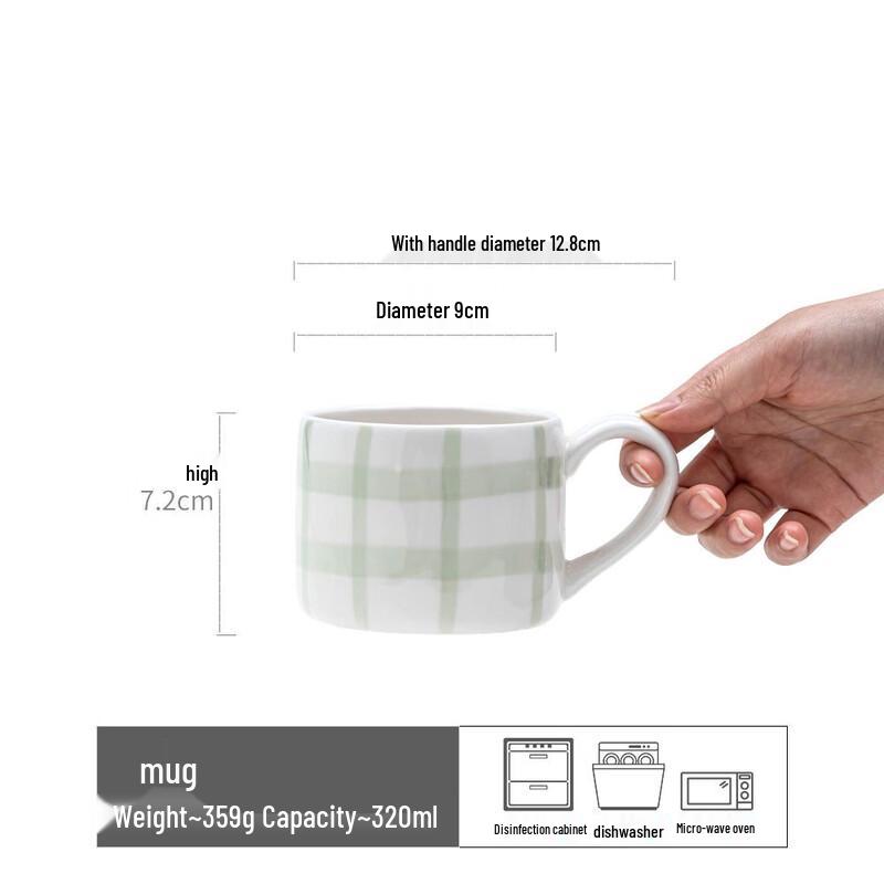 Plaid Ceramic Coffee Mug with Handle