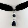 Retro Victorian Velvet Choker Black Waterdrop-shaped Crystal Pendant Necklace for Women Halloween Goth Party Jewelry Accessories