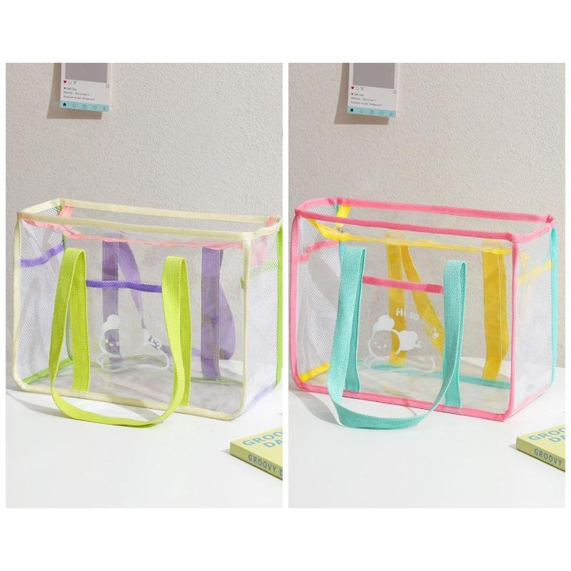 Summer Fashion Tote Bag Large Clear PVC Cartoon Handbag Jelly Transparent Beach Purse for Women Cute Shower Shoulder Bag for Bath