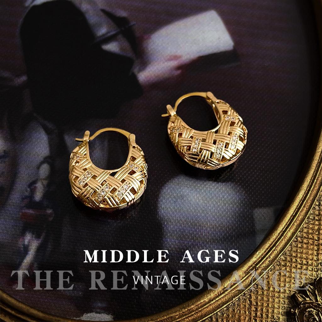 Французские полые плетеные серьги-сумки с цирконами литературный нишевый дизайн серьги женские