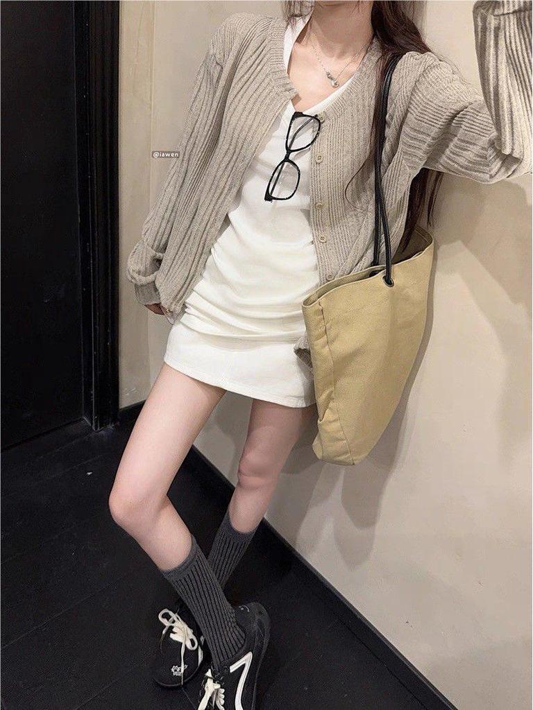 Wendbarer Rippstrick-Cardigan im koreanischen Stil - Damen Trendige Herbst Langarm Oberbekleidung