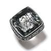 Black Rutile Gemstone 925 Sterling Silver Gift Jewelry Ring Size 8.5