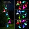 LED Solar Hummingbird Wind Chime Color Changing Solar Hanging Wind Chime Pendant Light for Outdoor Patio Garden Decoration