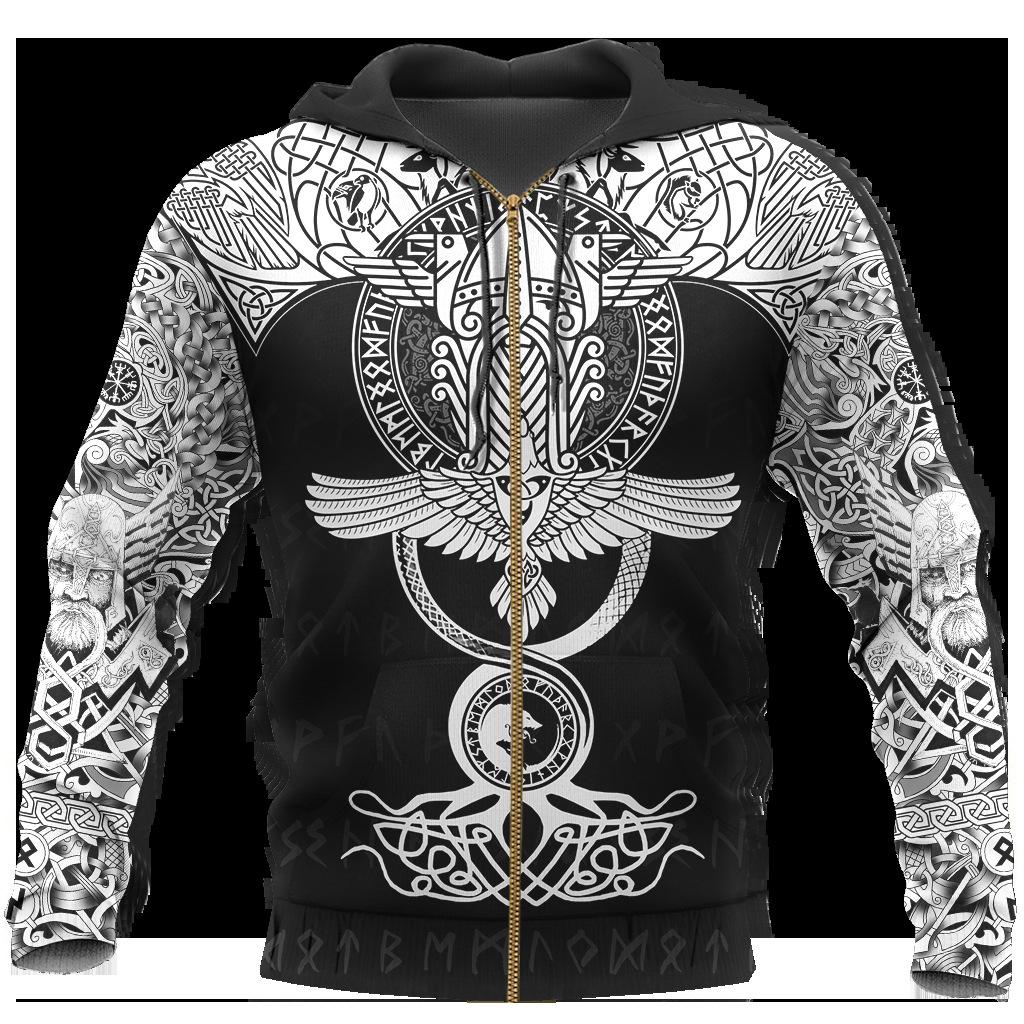 New Tattoo Printed Sweatshirt 3d Zipper Hooded Sweatshirt Men