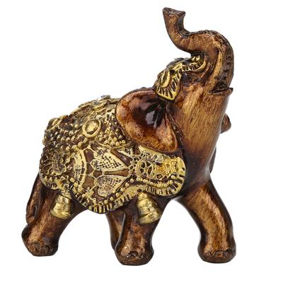 Elefantenförmiges Ornament aus Kunstharz, Holzmaserung, europäischer Stil, für Zuhause, TV-Schrank, Basteldekoration, Gold, S