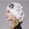 Damenmütze aus natürlichem Rex-Kaninchenfell, gestrickt, für den Winter, warm, 100 % echte Pelzmütze