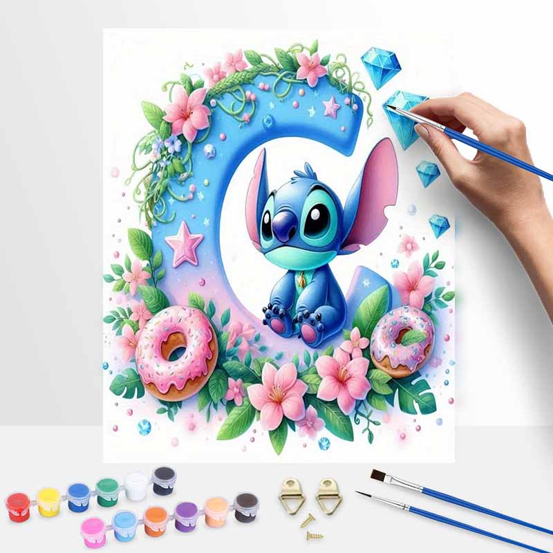 Disney Oil Painting Art Stitch Donuts Flowers Gems Hobby Cultivating Gifts Home Decoration